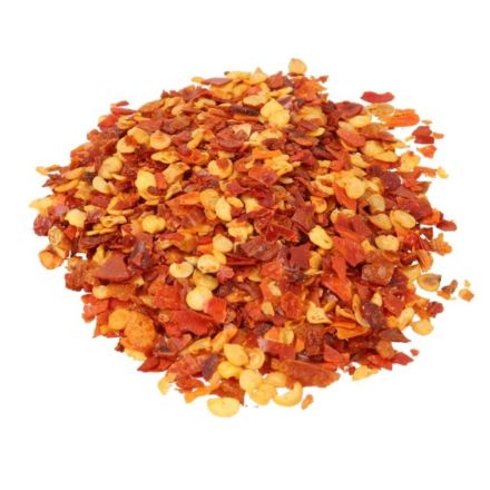 Chili, knust, 1-3 mm, m/frø, 1 kg, økologisk