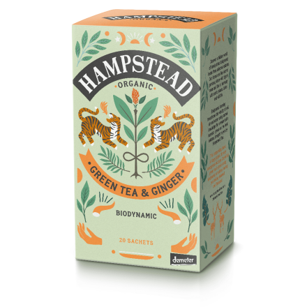 Green Tea & Ginger,20 poser,økologisk, Hampstead