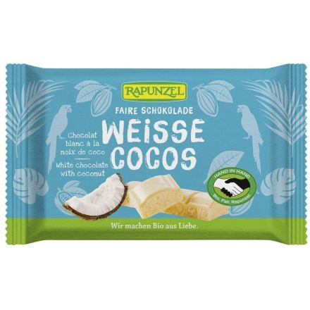 Hvit sjokolade m/kokos, 100 g, økologisk, Rapunzel