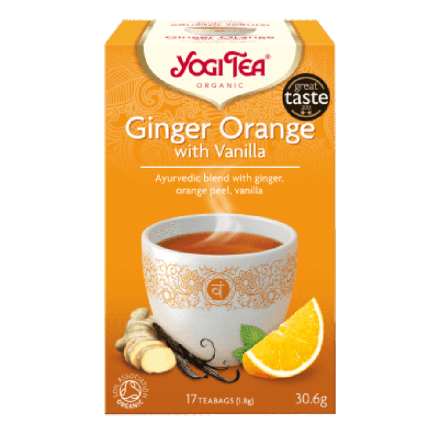 Ginger Orange Vanilla te, 17 poser, økologisk,Yogi